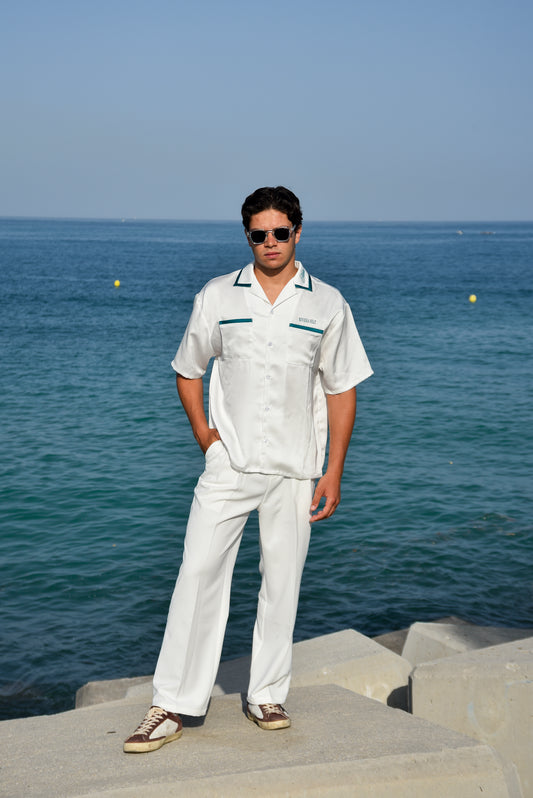 RIVIERA HEAT Satin Shirt || White