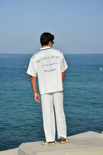RIVIERA HEAT Satin Shirt || White