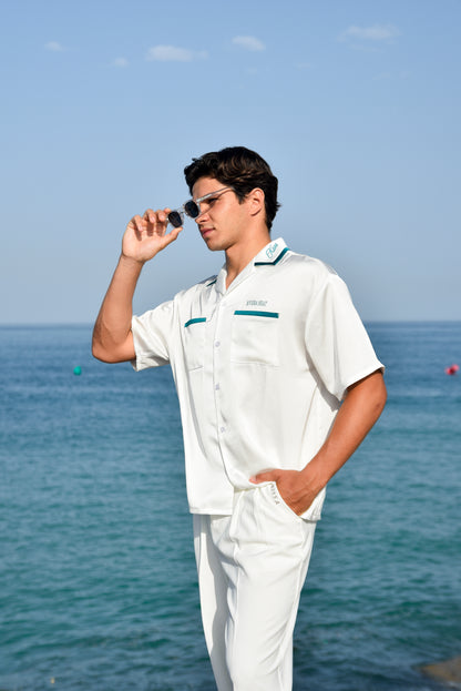 RIVIERA HEAT Satin Shirt || White